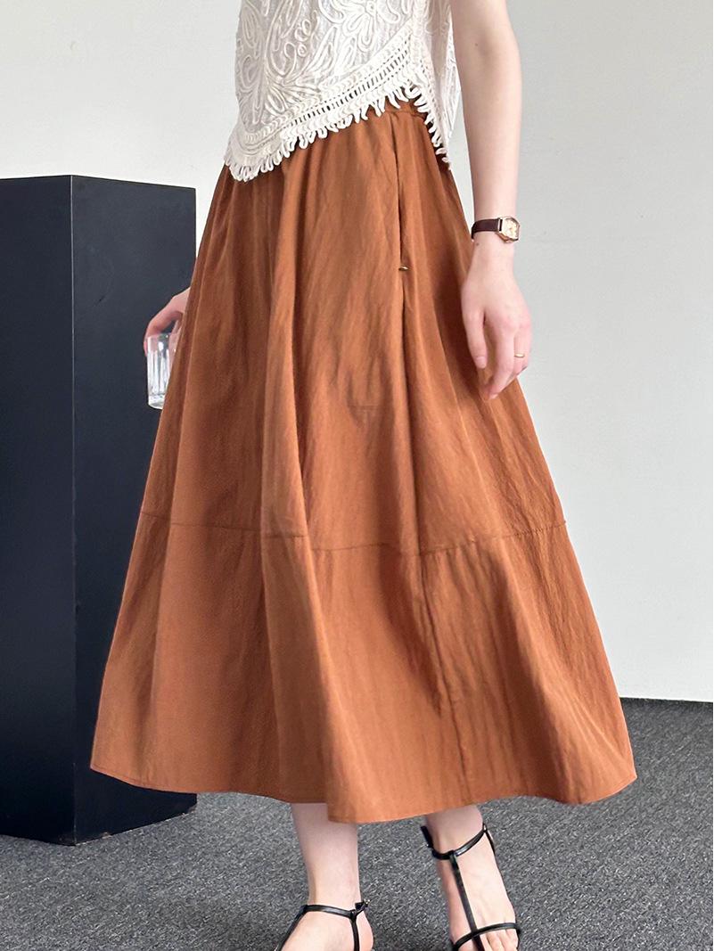 

Оранжевая миди-юбка А-силуэта с высокой талией Zhi Long с карманами - Летняя коллекция 2024 L