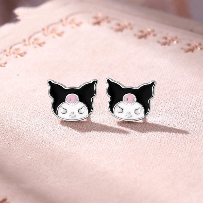 Beixi S925 Sterling Silver Kuromi Cartoon Stud Earrings - Cute & Trendy