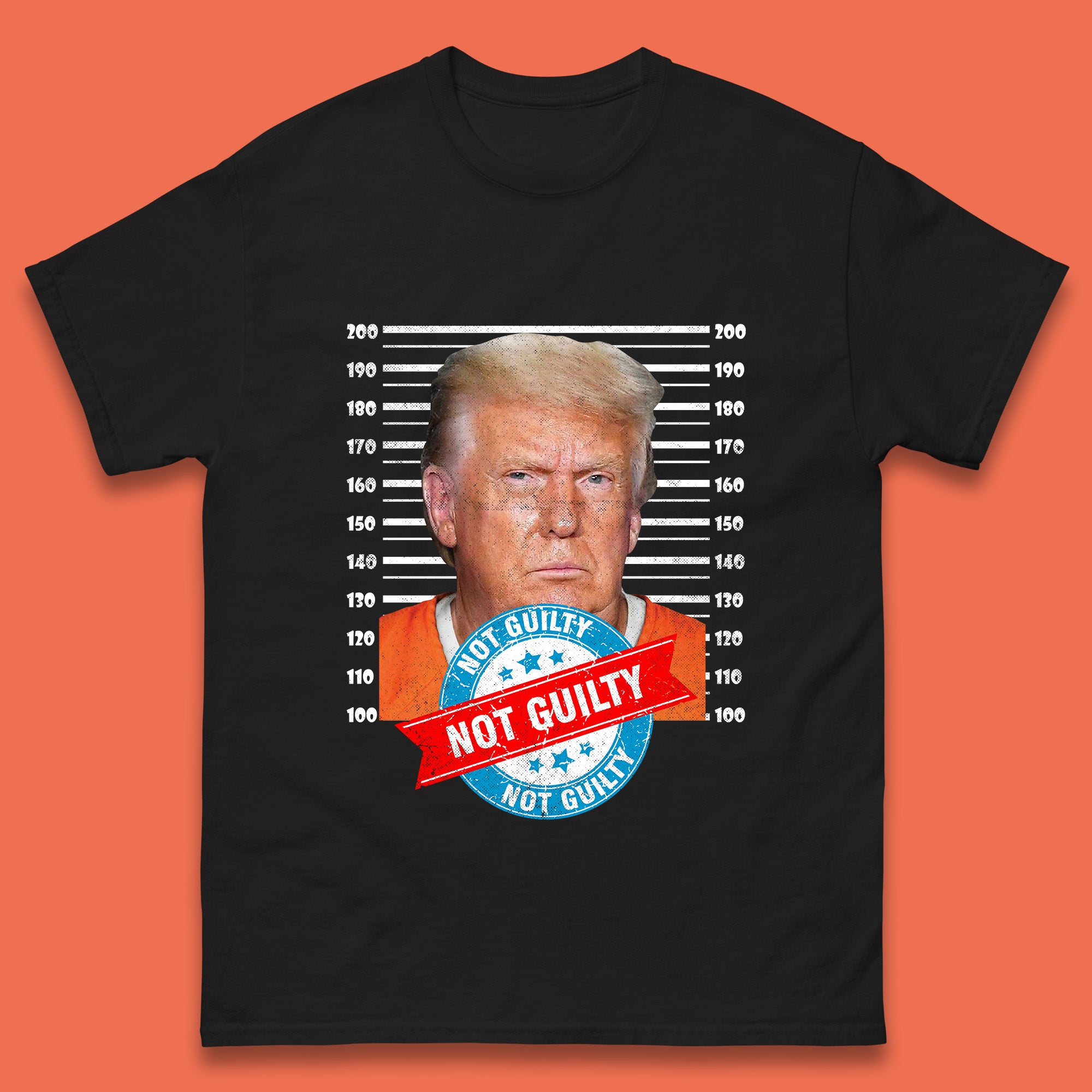 Donald Trump Police Mugshot Photo Not Guilty President DJT Arrest US Presidential Elections Trump Support Mens Tee Top 2XL