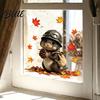 Easy to Apply Raccoon Animal Fall Stickers Window Glass Decals Cute Squirrel Decal Maple Leaf Outdoor Art Clings Autumn