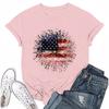 Adults Casual Daily Round Neck Independence Day  Printed Short Sleeved T-shirt Letter Top