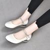 Round head flat sole single shoes women's shoes spring new shallow mouth buckle doll shoes comfortable cow patent leather women