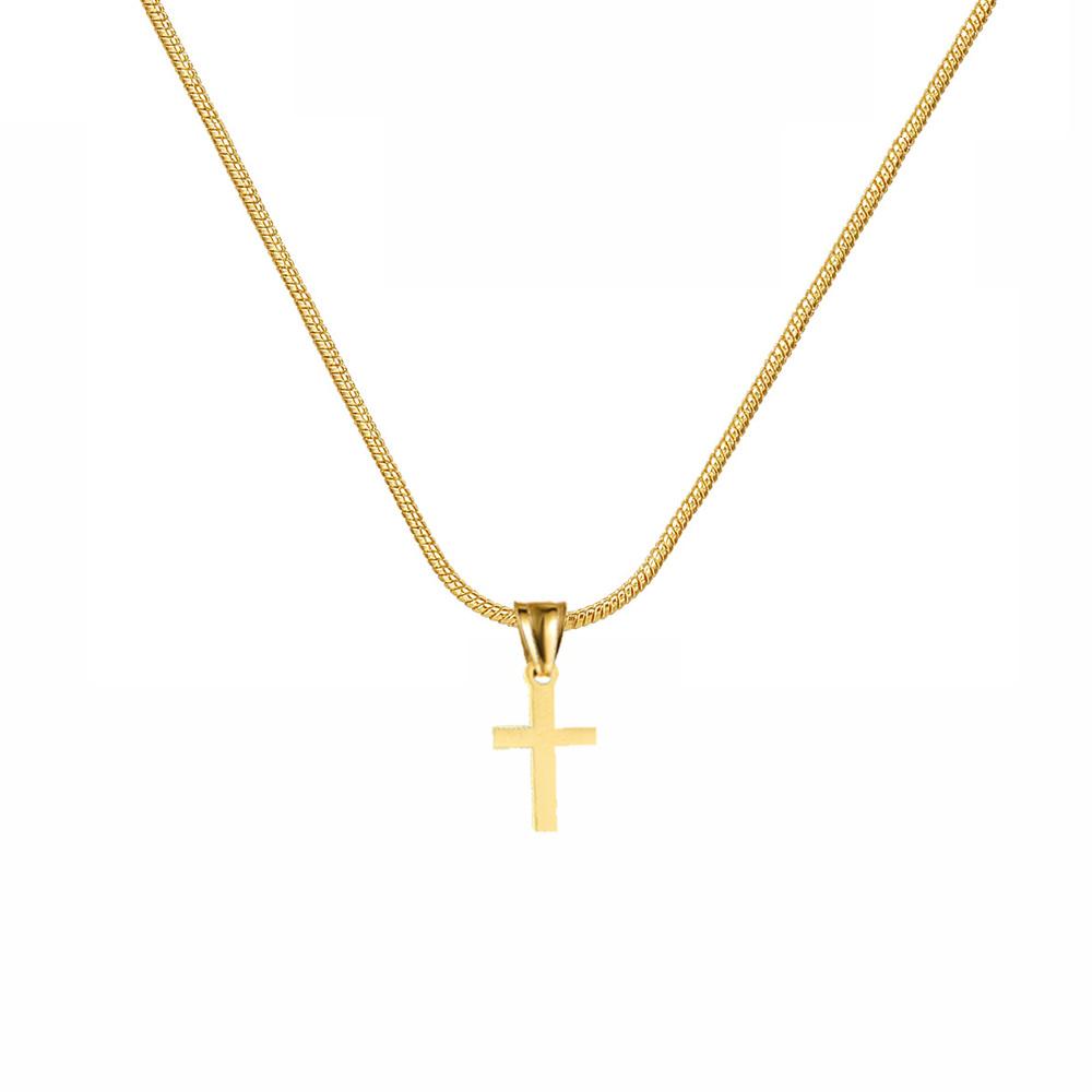Fashion Tiny Cross Necklace For Women Female Silver Color Stainless Steel Snake Chain Small Cross Pendant Religious Jewelry Gift