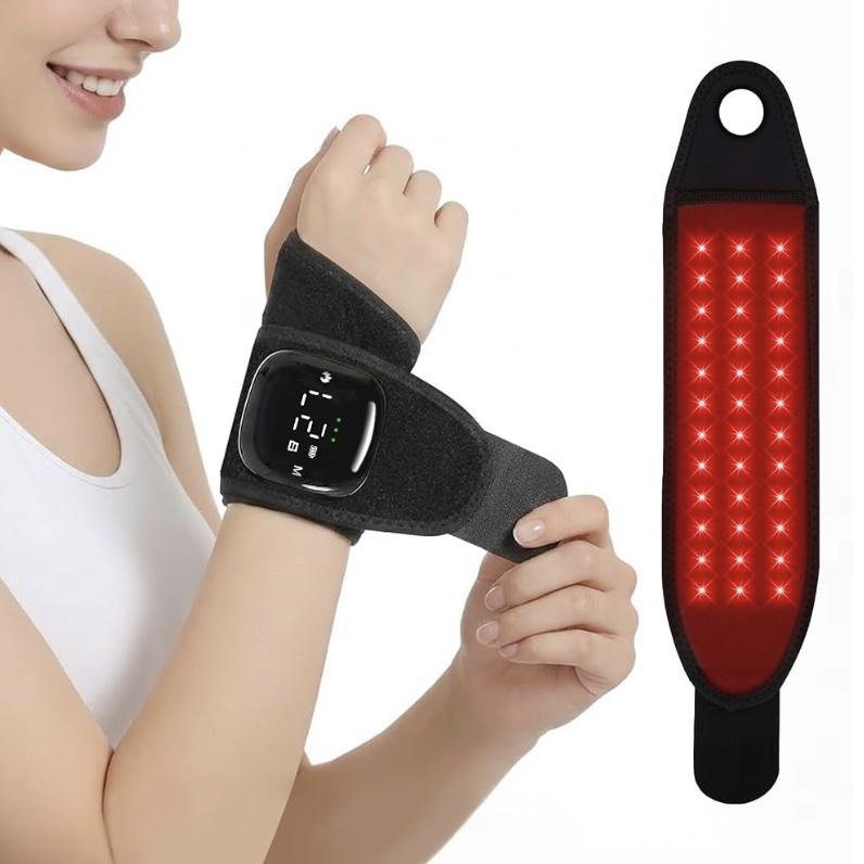 Cordless Rechargeable Red Light Heating Wrist Band, Smart Digital Temp Control Flexible Soft Heating Wrap Strap USB&5V