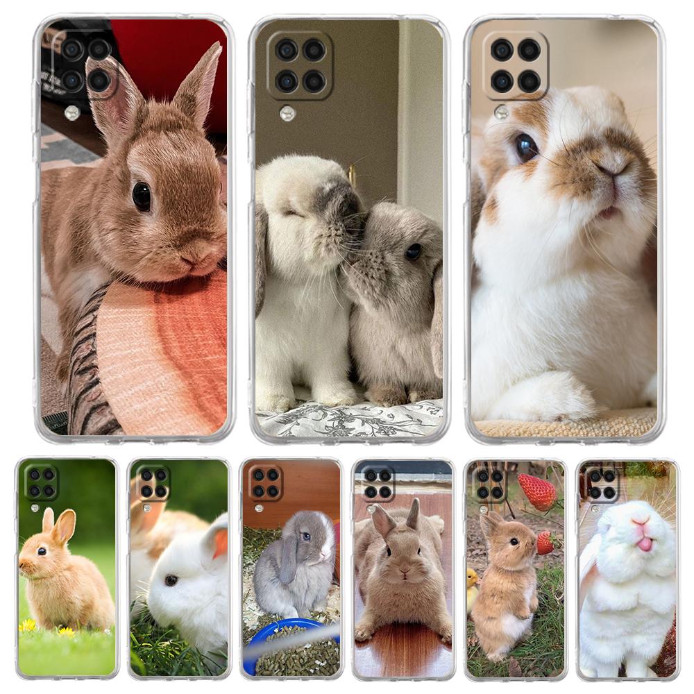 Cute White Baby Rabbits Phone Case For Samsung A13 A33 A35 A55 A73 A53 A23 A51 A71 A21S A31 A41 A05s A03S A15 A25 5G Cover