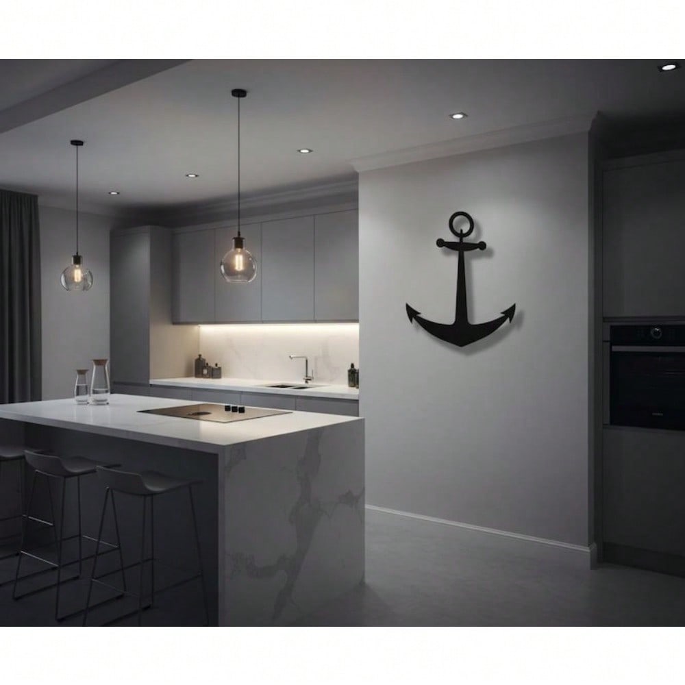 Rotating Metal Anchor Wall Art, Nautical Ship Sculpture for Coastal Beach House Decor & Sailor Gift