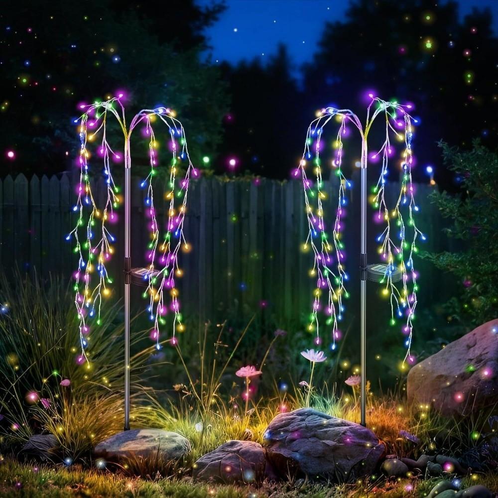 120LED Willow Tree Lamp 8 Lighting Modes String Light Decorative Pathway Flowers Lights  Garden