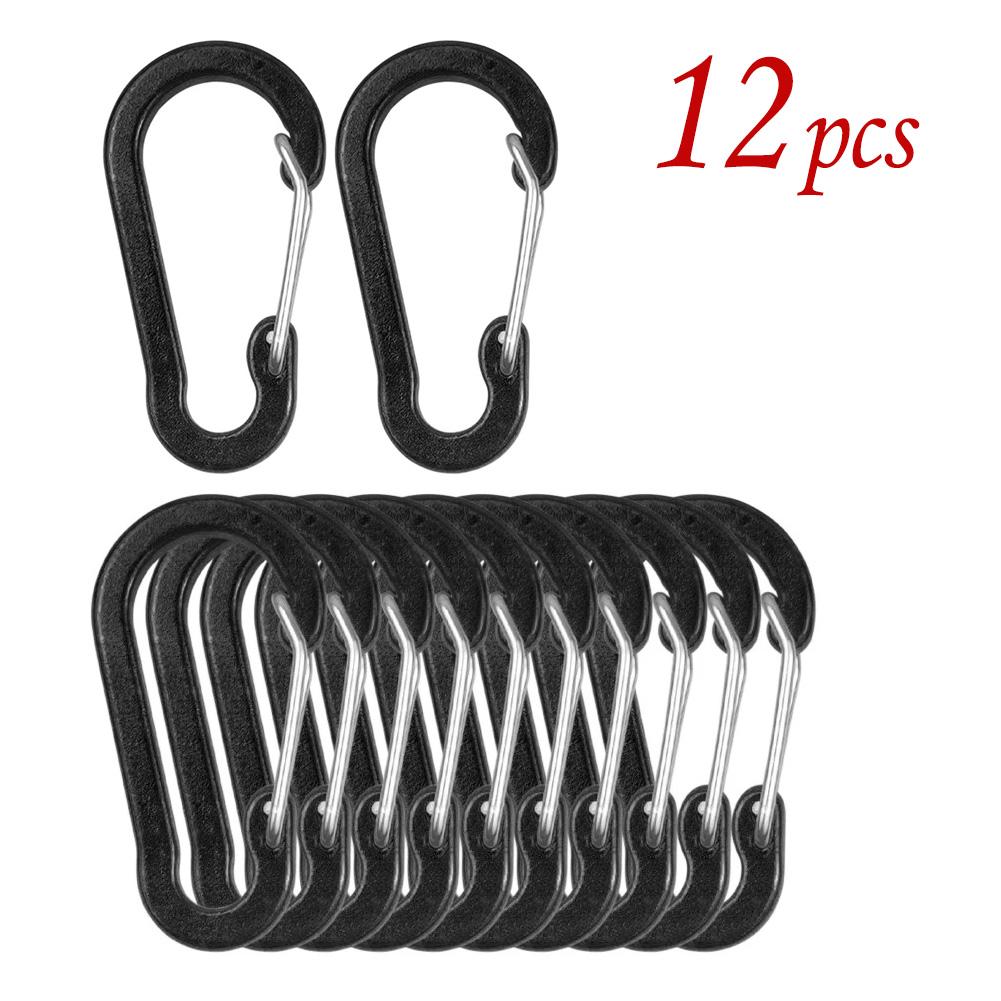 1/6/12pcs Aluminum Carabiner Clip Keychain Carabiners Lock Buckle Snap Outdoor Multi Tool Backpack Camping Hiking Fishing Hook