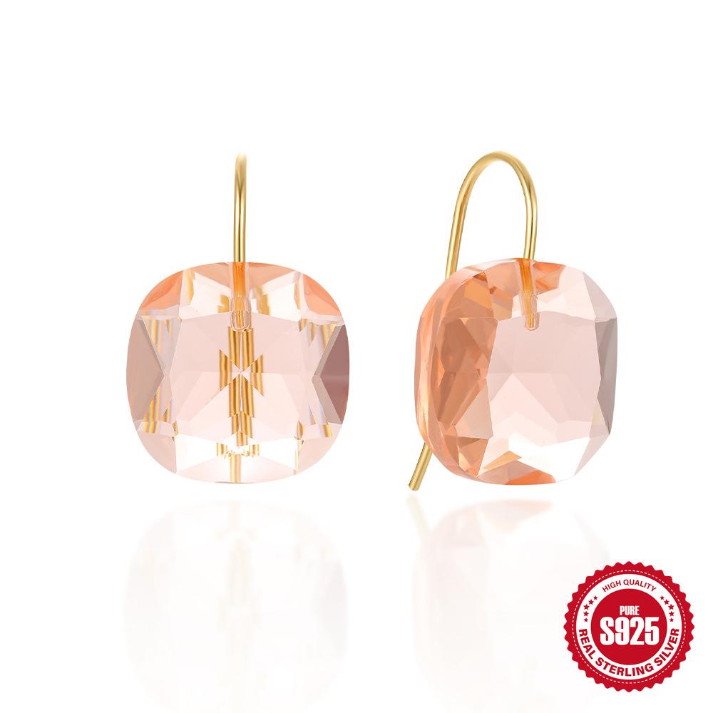 

Модные серьги-пусеты из стерлингового серебра S925 с роскошными кристаллами циркония в форме кубиков сахара, серьги для свадьбы для женщин 925 Silver