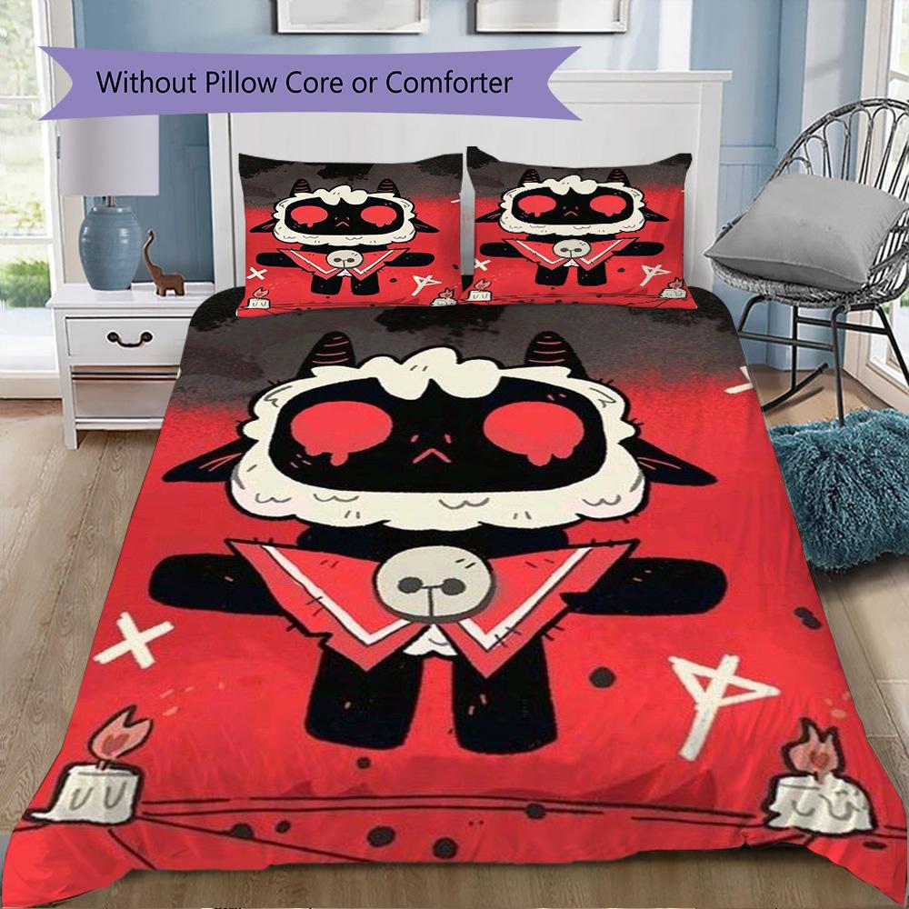 Cute Crying Lamb Pattern Bedding,Quilt Set Quilt Cover Pillowcase Home Birthday Gift (1*duvet cover+2*pillowcase,without core)ZSJT0917277