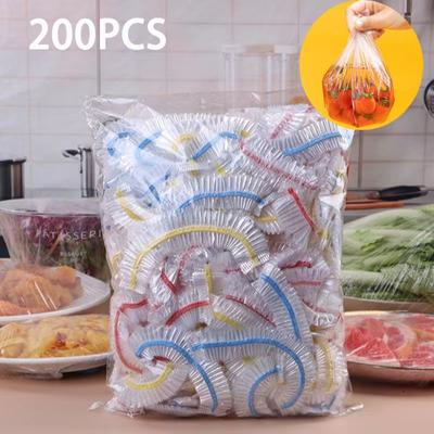 100/200pcs Saran Wrap Colorful Disposable Food Cover Food Grade Fresh-keeping Plastic Bag Kitchen Refrigerator Accessories