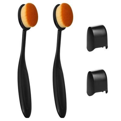 LOYELEY Foundation Brush, 2 Pieces, with Special Cap, Oval, Toothbrush Shape, Makeup Brush, Cosmetics, Makeup, Base Makeup, Pore Hiding