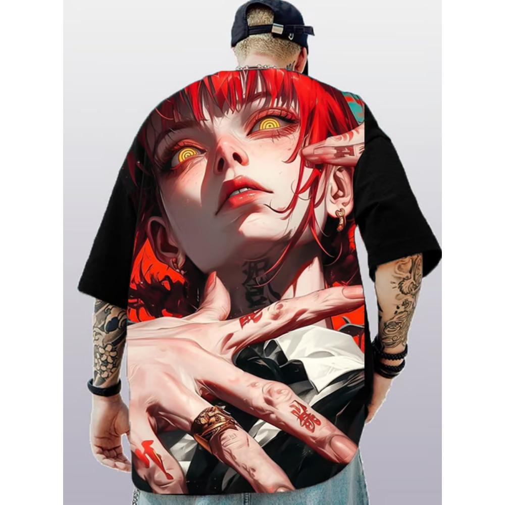 Men's fashion anime printed short sleeved T-shirt