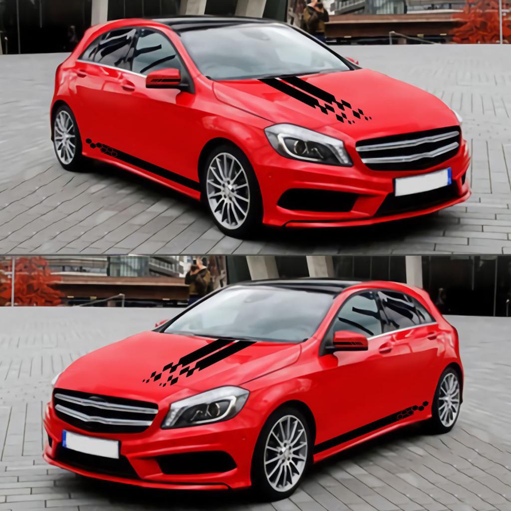 5 Pieces  Vinyl Car Side Sticker Auto Body Racing Sports Decals Universal Car Truck DIY Decal Stripe Vinyl Stickers