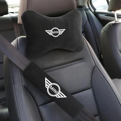 Car Headrest Neck Pillow Seat Belt Shoulder Pad Fit For BMW Mini Cooper One S Countryman R50 R53 R56 R60 F55 Sticker Clubman JCW