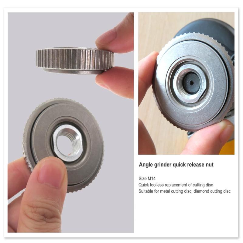 M14 Gewinde Winkelschleifer Selbstverriegelnde Druckplatte Schwarz Schnellspannflanschmutter Spannkraft Spannfutter Werkzeugteile 1Stk