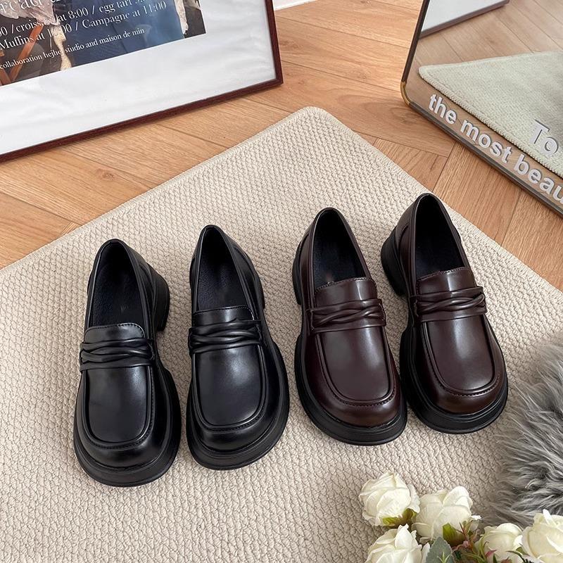 Black British Style Small Leather Shoes Women's 2025 New Spring and Autumn Single Shoes Summer Muffin Platform Mary Jane Loafers