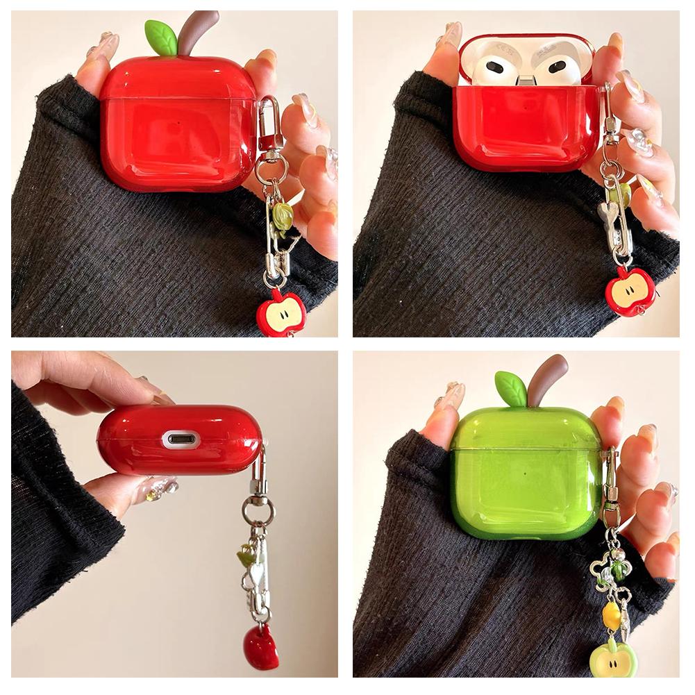 Für Baumast Rote Apfelform Kopfhörerhülle Für Airpods Pro 2/4 Stoßfest Weiches Silikon Transparentes Hülle Cover Für Airpods 4