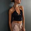 European and American Style Neck Drawstring Hollow Suspender Sexy Slim Short Spice Girl Style Outside Wear Sleeveless Vest Inside