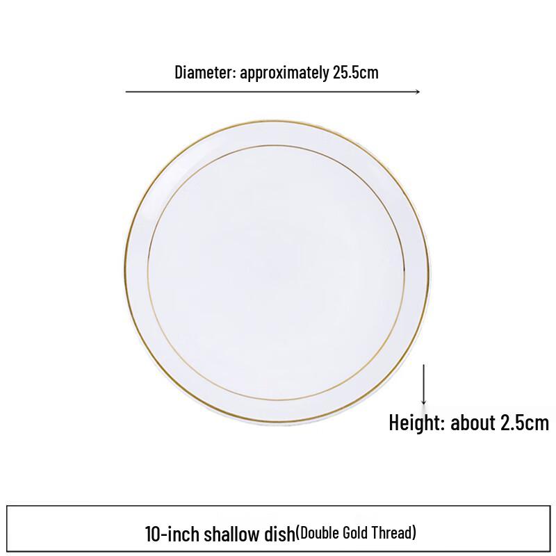 Gold-Rimmed European Ceramic Dinner Plate