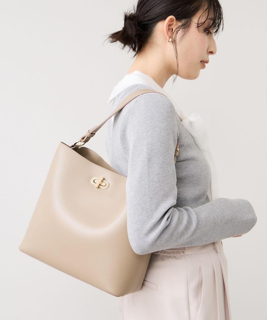Oval Twist Shoulder Beige F [BIS] 3-Layer Bag/2WAY (27)