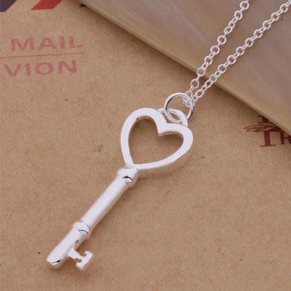 925 Sterling Silver Korean Heart Key Earrings & Necklace by Xianmei