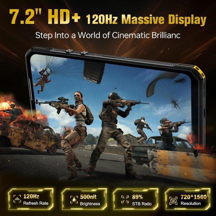 OUKITEL WP60 5G Rugged Smartphone 48GO+512GO/1TO 7.2" 120Hz 10000mAh Telephone Portable Incassable Android 15 Duoble SIM/NFC Noir