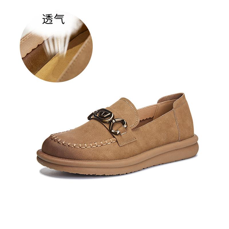 

Leather single shoes women s 2025 spring new shallow mouth small leather shoes casual versatile flat shoes small fragrant fashion shoes women 40 хаки