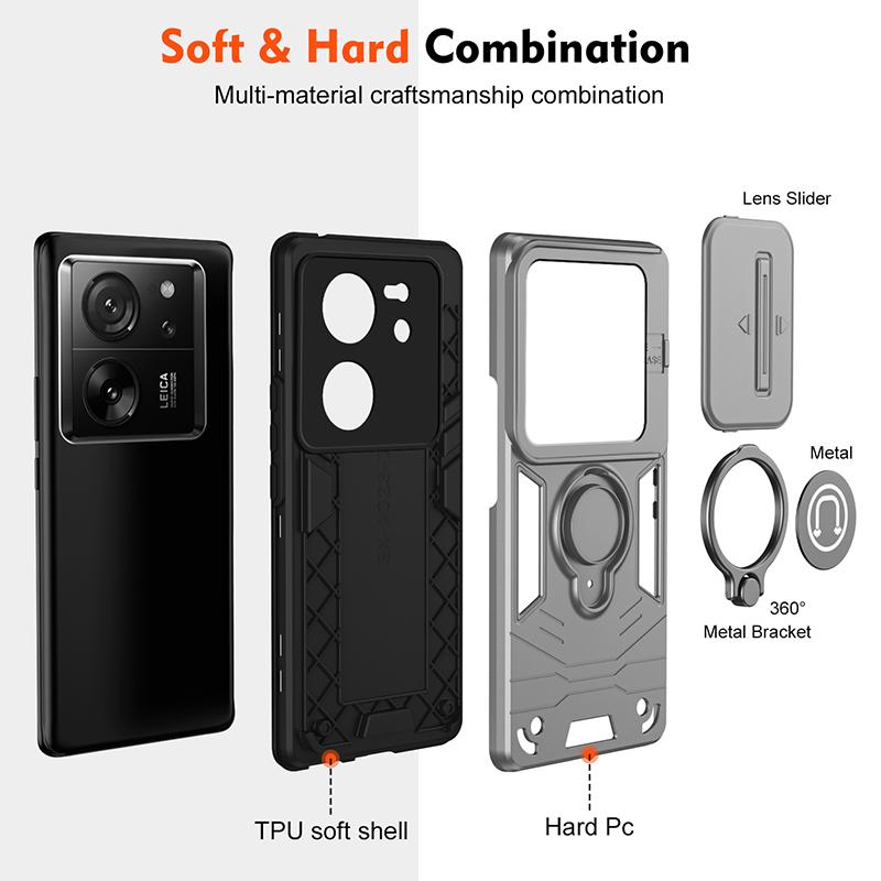 For Xiaomi 13T Luxury Magsafe Magnetic Wireless Charging Armor Case For Xiaomi 13T Pro Slide Camera Protection Cover For Mi 13T