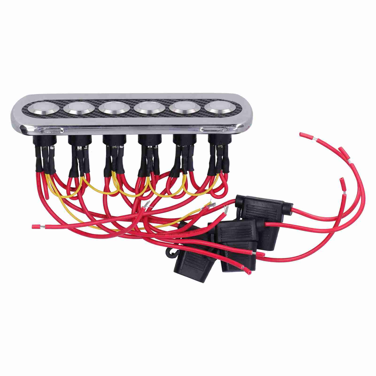 

12V 20A Carbon Fiber Switch IP66 Panel Push Button Blue Red LED Modification for Yacht RV