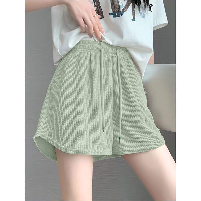 Ice Silk Women's Wide-Leg Sports Shorts, Summer Casual High-Waisted, Versatile Running Outerwear - Single/Double Three-Quarter Length
