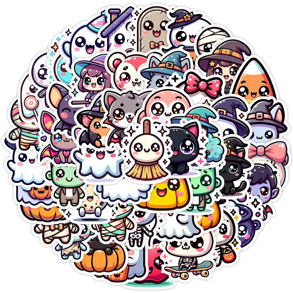 50 Cute Wind Halloween Graffiti Stickers Mobile Phone Computer Suitcase Waterproof Decorative Stickers Creative Stickers