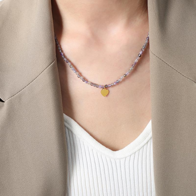 

Фиолетовый натуральный камень круглые бусины бисерное ожерелье ручной работы кулон сердце личность темперамент ювелирные изделия