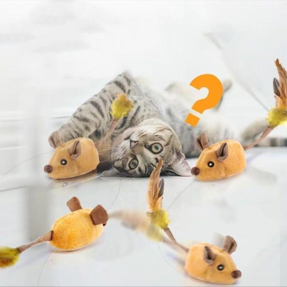 LED Light Automatic Sensing Moving Mouse Steerable Sound Interactive Cat Toys Realistic Wear-resistant USB Rechargeable Pet