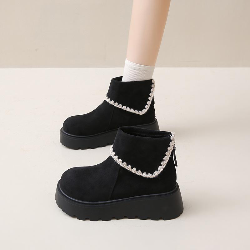 Simple Small Muffin Thick-soled Short Boots for Women's 2025 Autumn and Winter New Fashionable Versatile and Thin Martin Boots