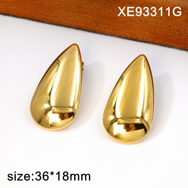 European Geometric Gold-Plated Titanium Steel Earrings for Women - Chic Metallic Ear Ornaments
