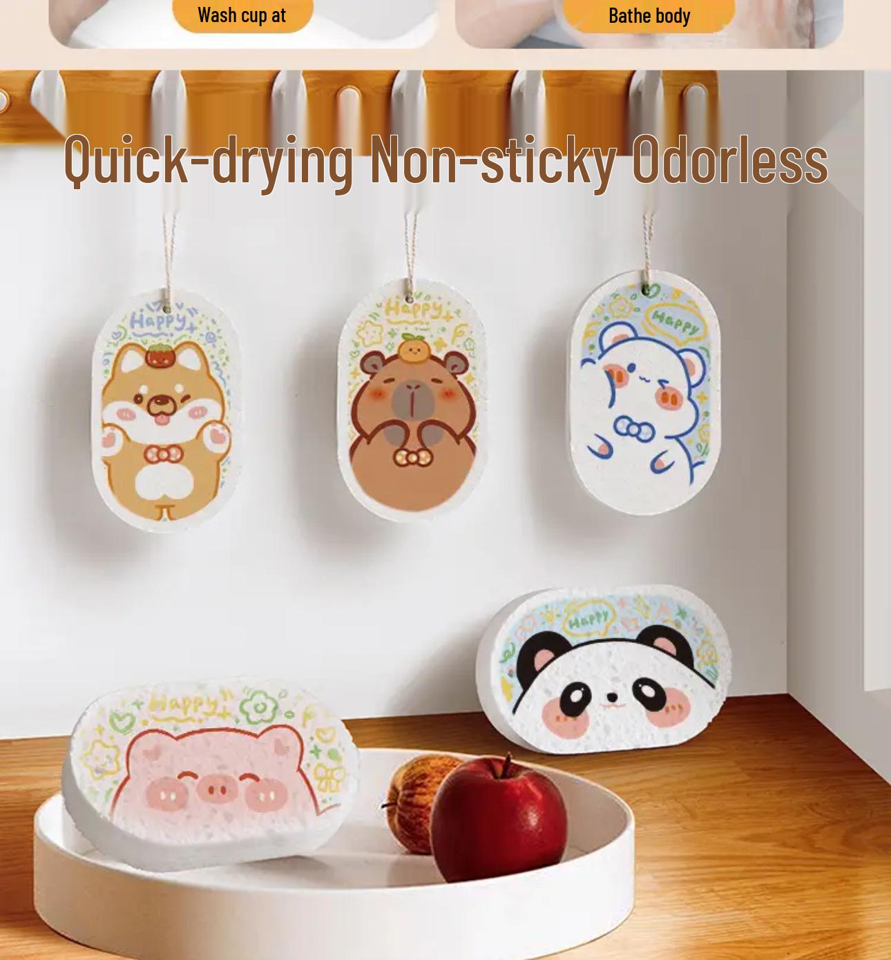 

Утолщенная спрессованная целлюлозная губка для мытья посуды - Не прилипает масло Кухонный скраб для чистки