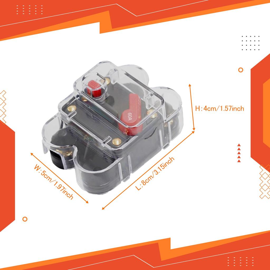 Shiwaki -36V DC Circuit Breaker for Car, Marine, Boat, Motorcycle with Manual Reset, 60A