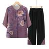 Mid-Sleeve Summer Set for Elderly Women: Chiffon Top and Shirt for Grandmothers