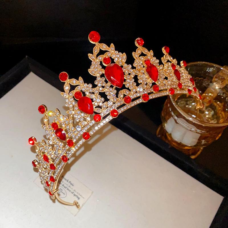 Super flash full diamond princess queen crown headband bride wedding banquet crown light luxury high-end temperament hair accessories woman