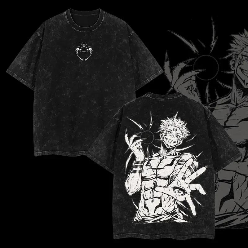 

Ryomen Sukuna Print T-shirt Anime Jujutsu Kaisen Clothing Men Women Cotton Tshirts Vintage Washed T Shirt Harajuku Male Tops XXL чёрный