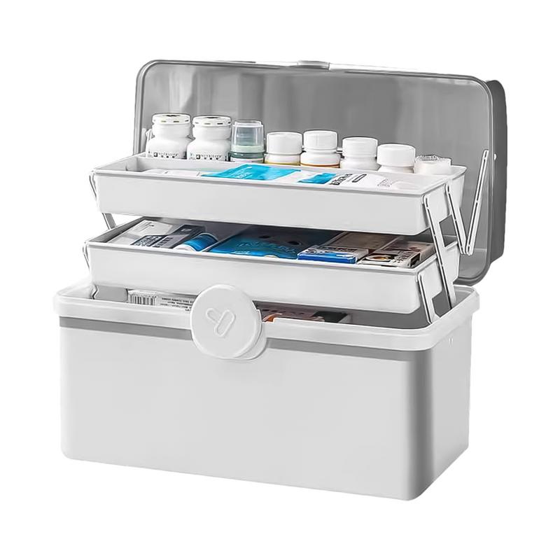 3 Tier Medicine Box Portable 3-Layer Multifunctional Medicine Container Large Capacity Transparent Medicine Box With Carrying