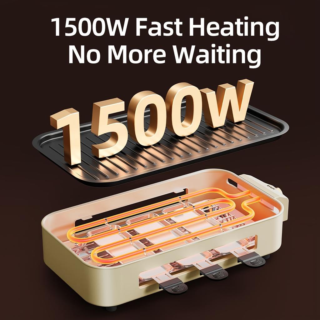 Grătar electric de bucătărie, corp întreg detașabil, plasă de grătar cu tigaie, Halloween, grătar electric de interior, grătar de interior fără fum