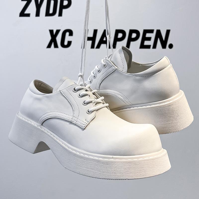 Dress white leather shoes high-end men's fashion versatile men's shoes niche design round head height increase derby shoes 95558-A