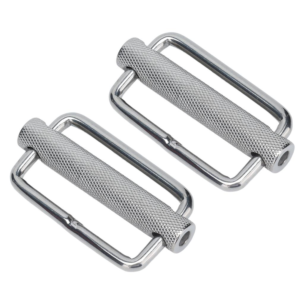 2Pcs Slide Buckle 316 Stainless Steel Rectangle Knurled Roller Belt Buckles