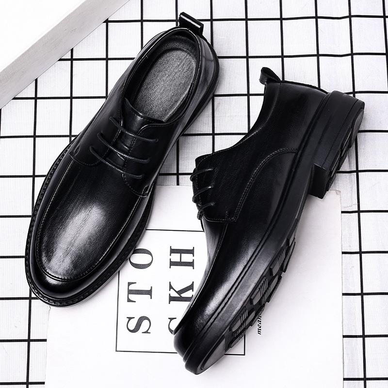 Wenzhou leather shoes men's 2025 autumn British style business inner height increase 8CM men's commuting office trend increase trendy shoes