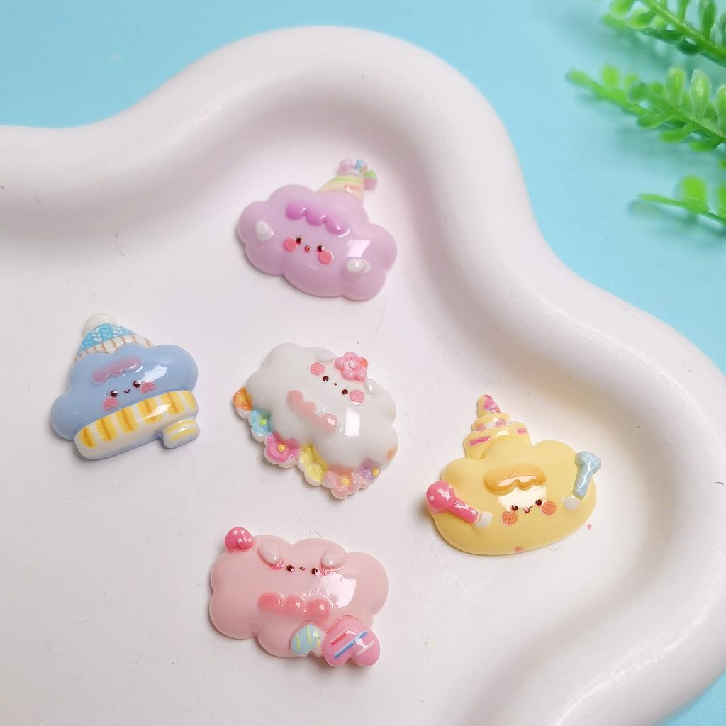 100PCS Cute Clouds Miniature Flat Back Resin Cabochons for Hairpin Scrapbooking DIY Home Decor Craft Accessories