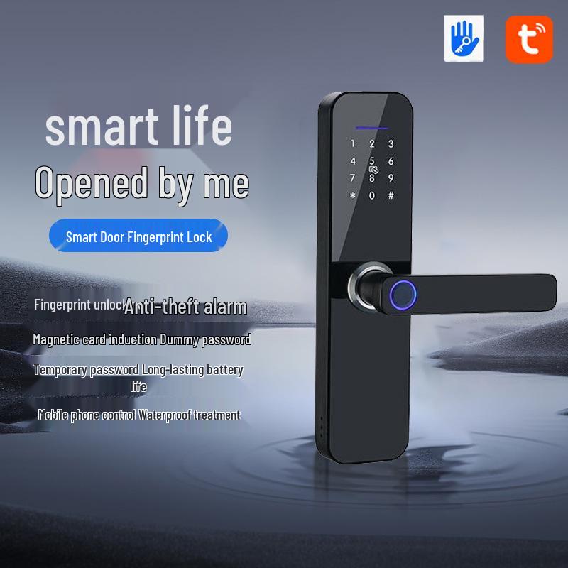 Waterproof Tuya WiFi Smart Door Lock for Bedroom, Apartment, and Rental House Entrances.