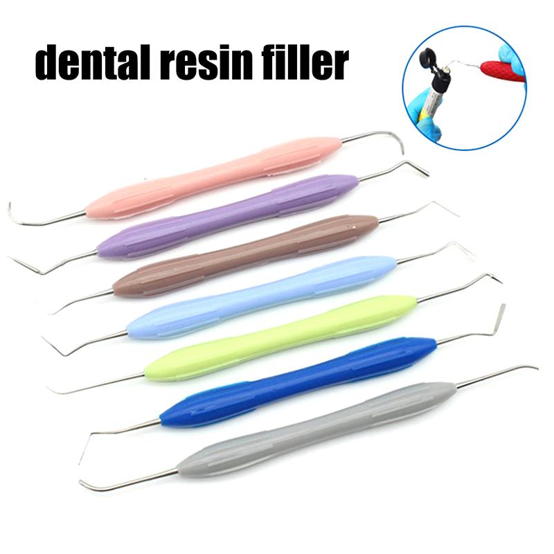 1/7Pcs Dental Double Silicone Handle Resin Filler Spatulas Composite Filling Surgical Instrument Dentist Tools