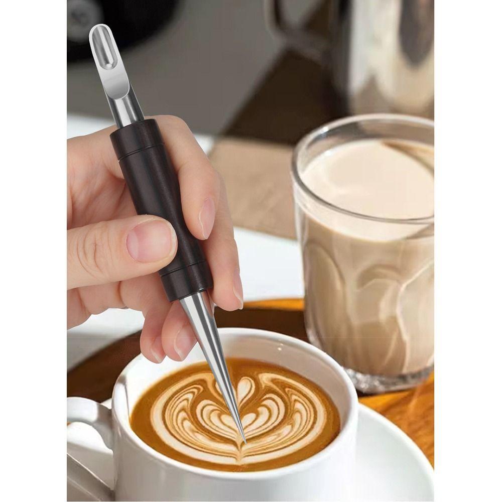 with Storage Box Latte Art Pen Wood Handle Latte Art Practice Pen  Creative Pull Flower
